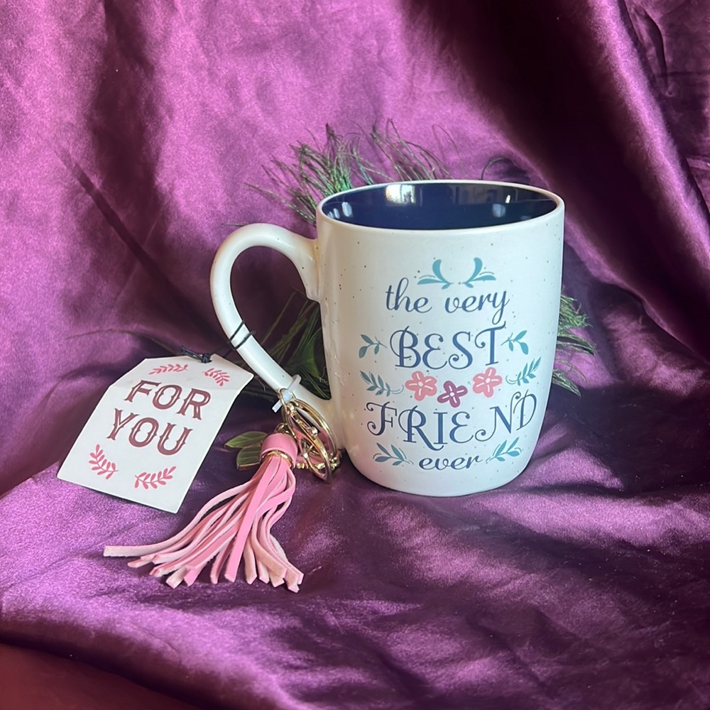 Best friend coffee cup with cute keychain attached new coffee cup Christmas gift